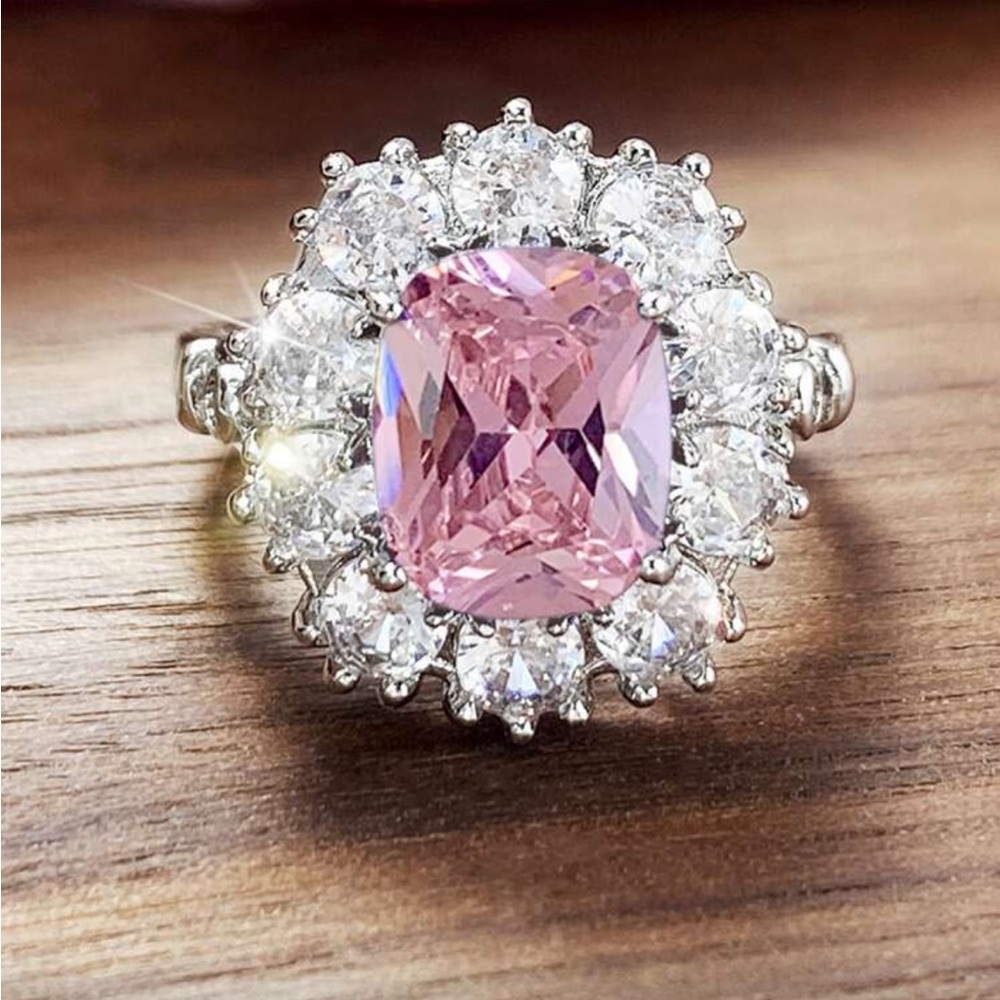 Elegant Pink and Silver Women's Ring